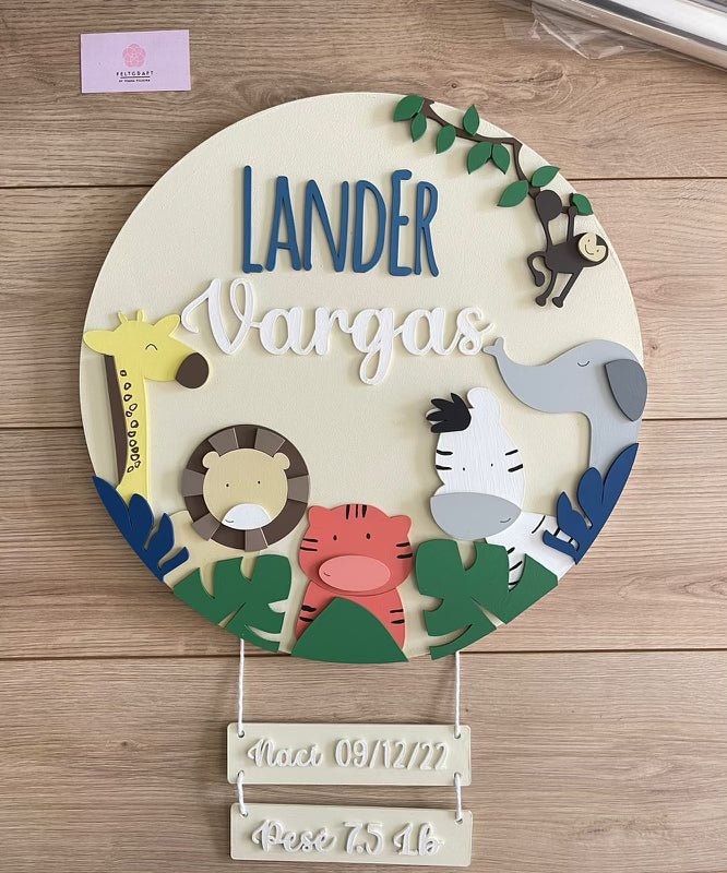 Safari nursery decor Colgante Selvático Data Boy Wall Hanging