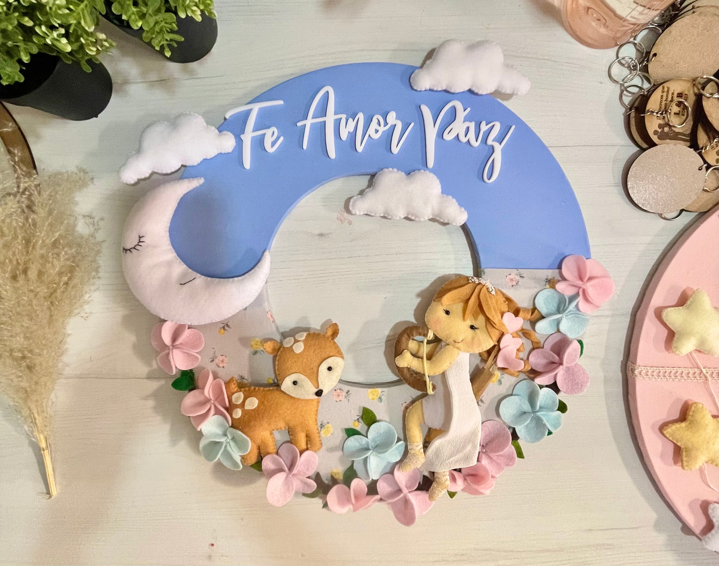 Fe amor y paz door boy girl hanger Safari nursery decor