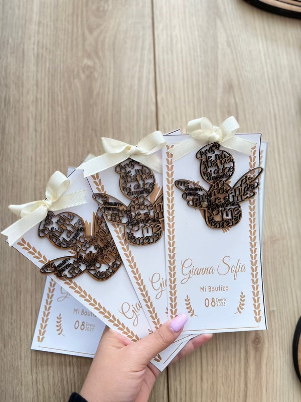 Invitaciones personalizadas para bautizo con ángeles Santo Domingo