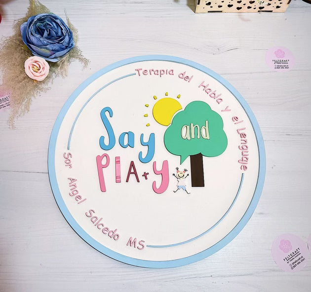 Say Play Baby Girl Boy Wall Hanging