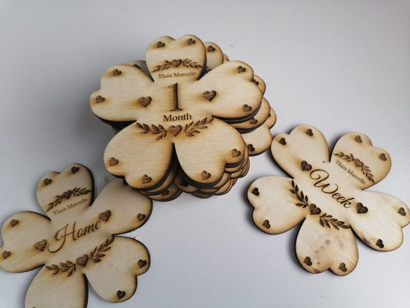 Monthly Baby Tags leaf Girl Boy