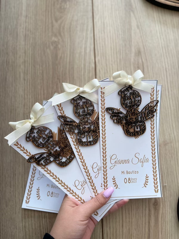Invitaciones personalizadas para bautizo con ángeles Santo Domingo