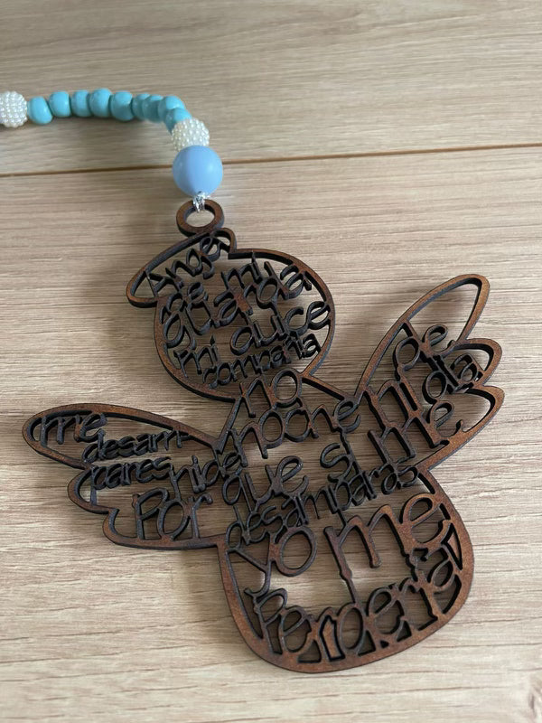 Souvenirs para bautizo personalizados en forma de ángel con texto