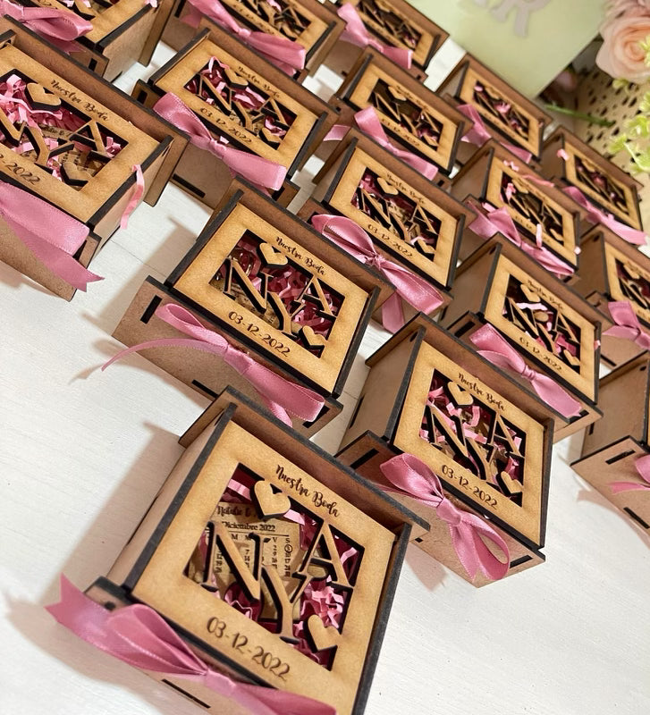 Caja Rosa mdf niño niña