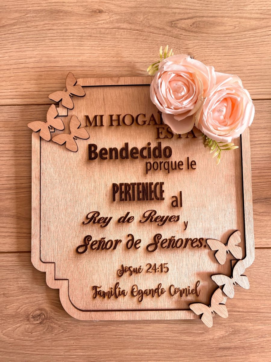 Letrero decorativo de madera con la frase Mi Hogar para pared.