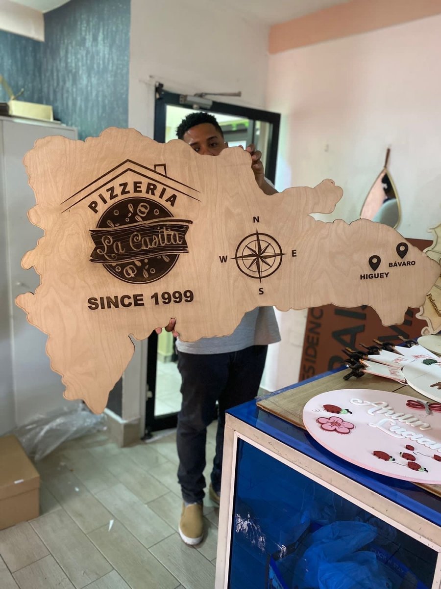 republica dominicana mapa en madera
