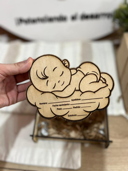 Caja personalizada en madera nacimiento bebe