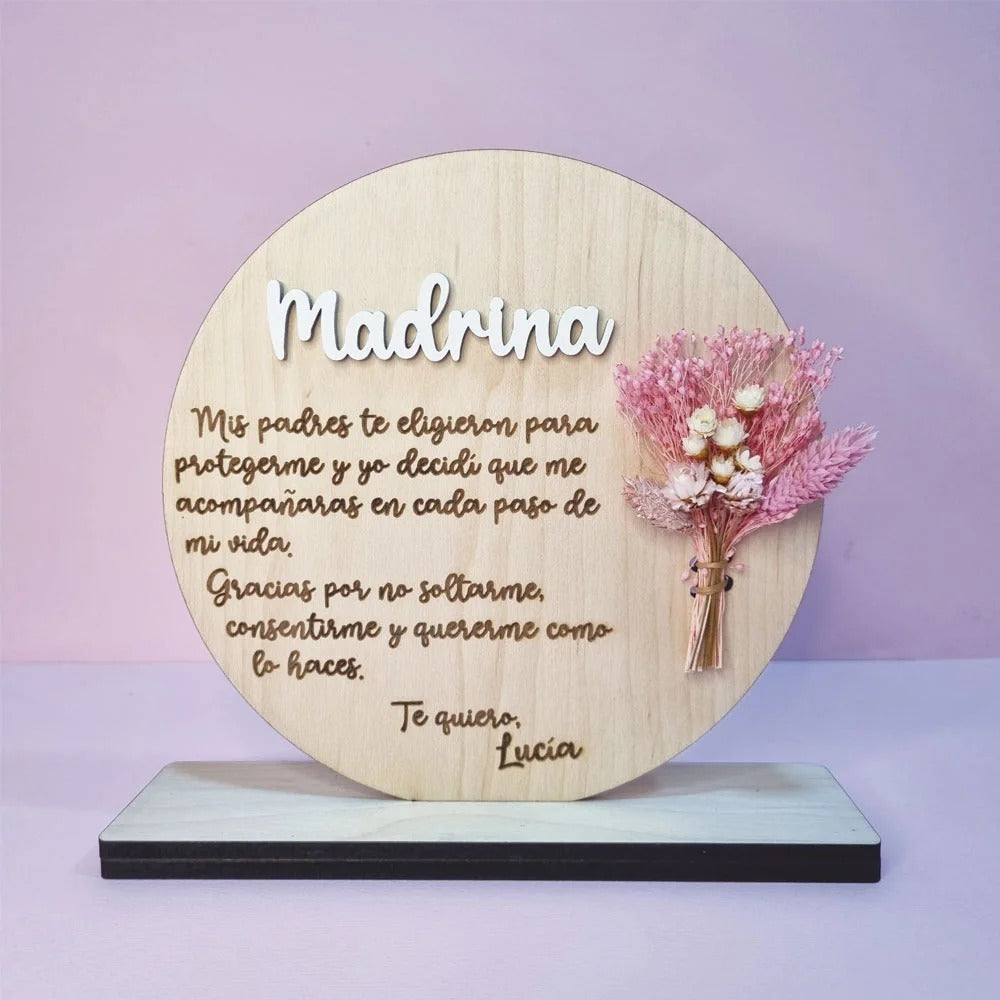 Souvenir para madrina en madera