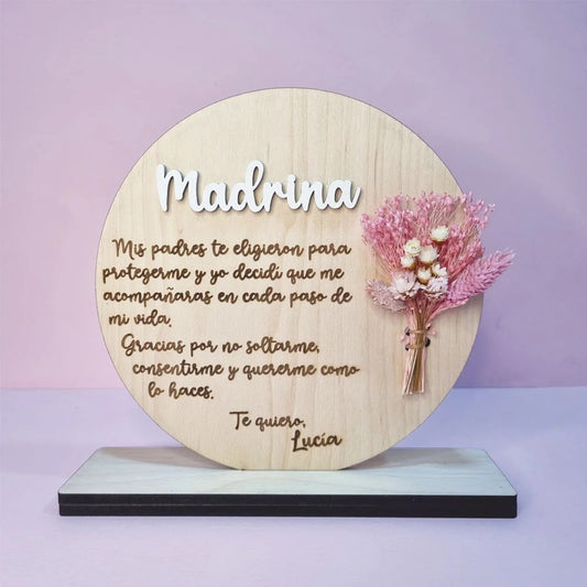 Souvenir para madrina en madera