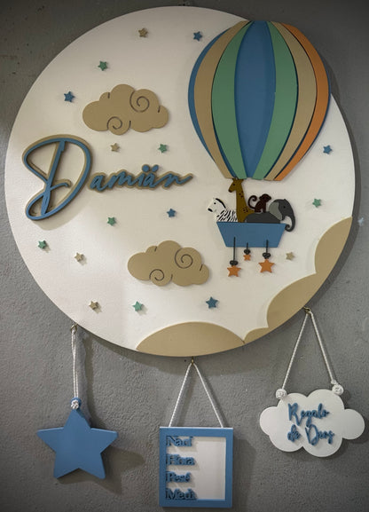 Colgante baby shower pared globo aeroestatico