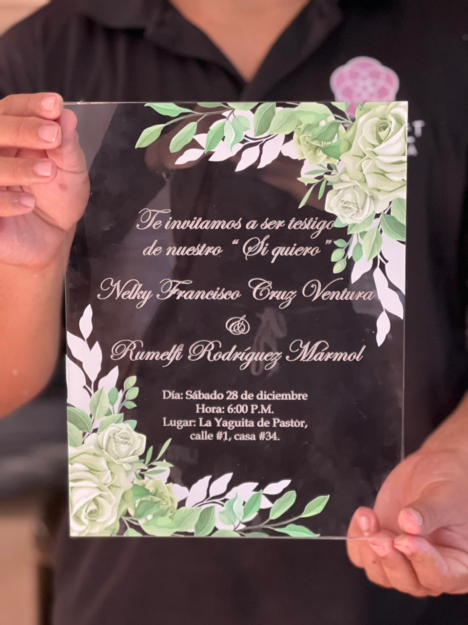 Letrero acrilico personalizado para regalo de Boda República Dominicana