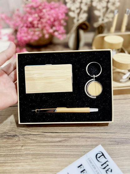 Porta tarjetas con lapicero y llavero