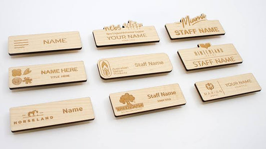 Gafete de madera personalizado grabado a láser