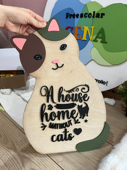 Letrero gato personalizado madera