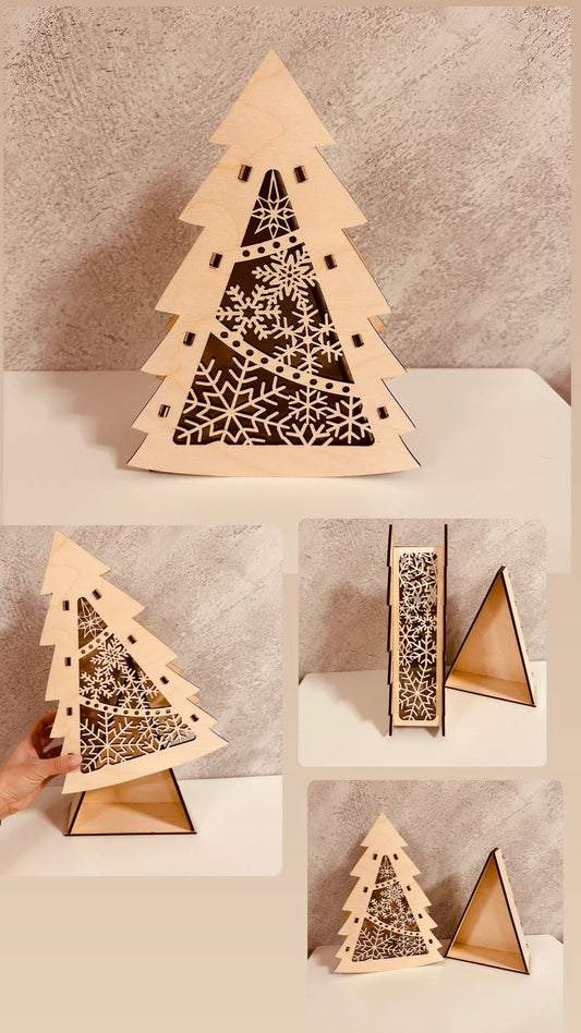 Wooden Christmas Pine Ponche Box