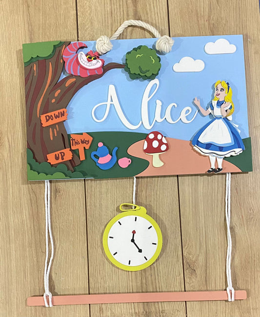 Alice in the Wonderland Baby girl above crib hanger