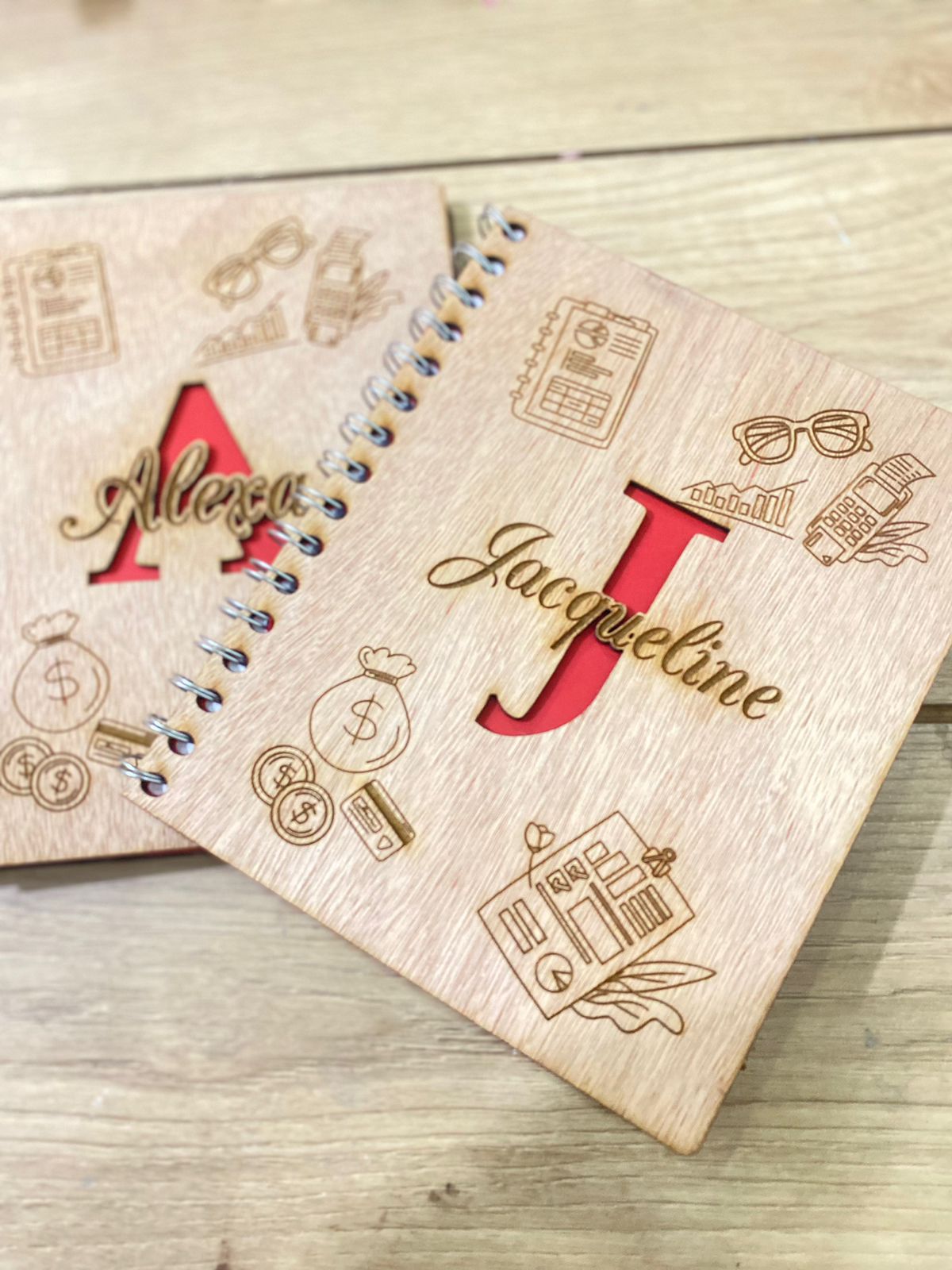 Wooden custom engraved notebook