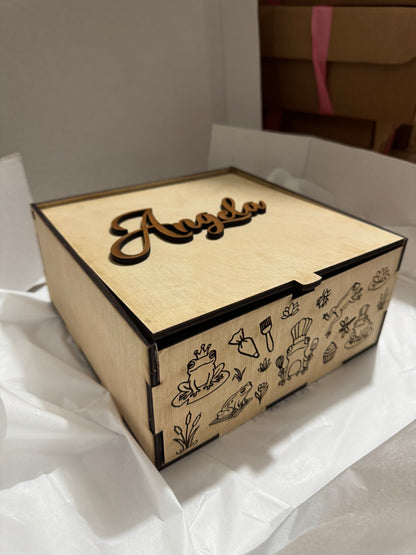Caja con set personalizado en madera
