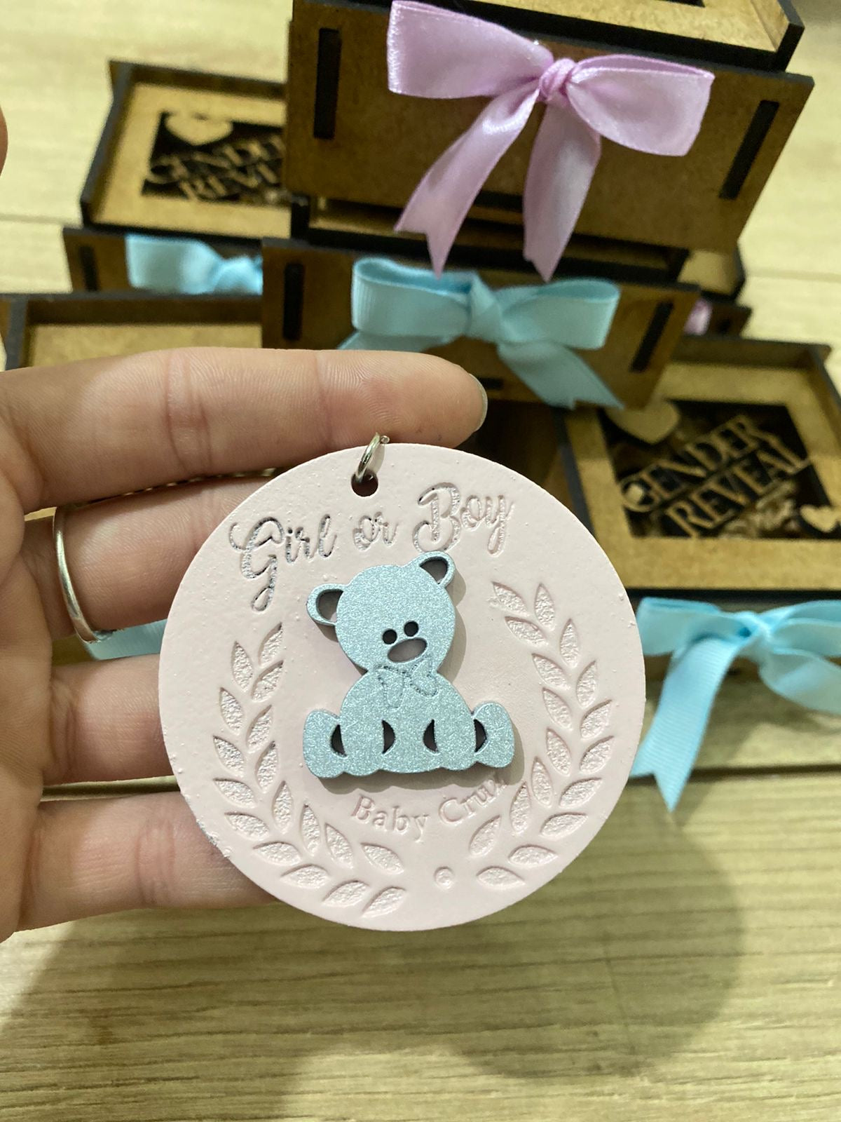Gender reveal Hand painted Colorfull keychains