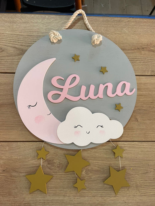 Moon & Cloud Baby girl Kids Room Decor