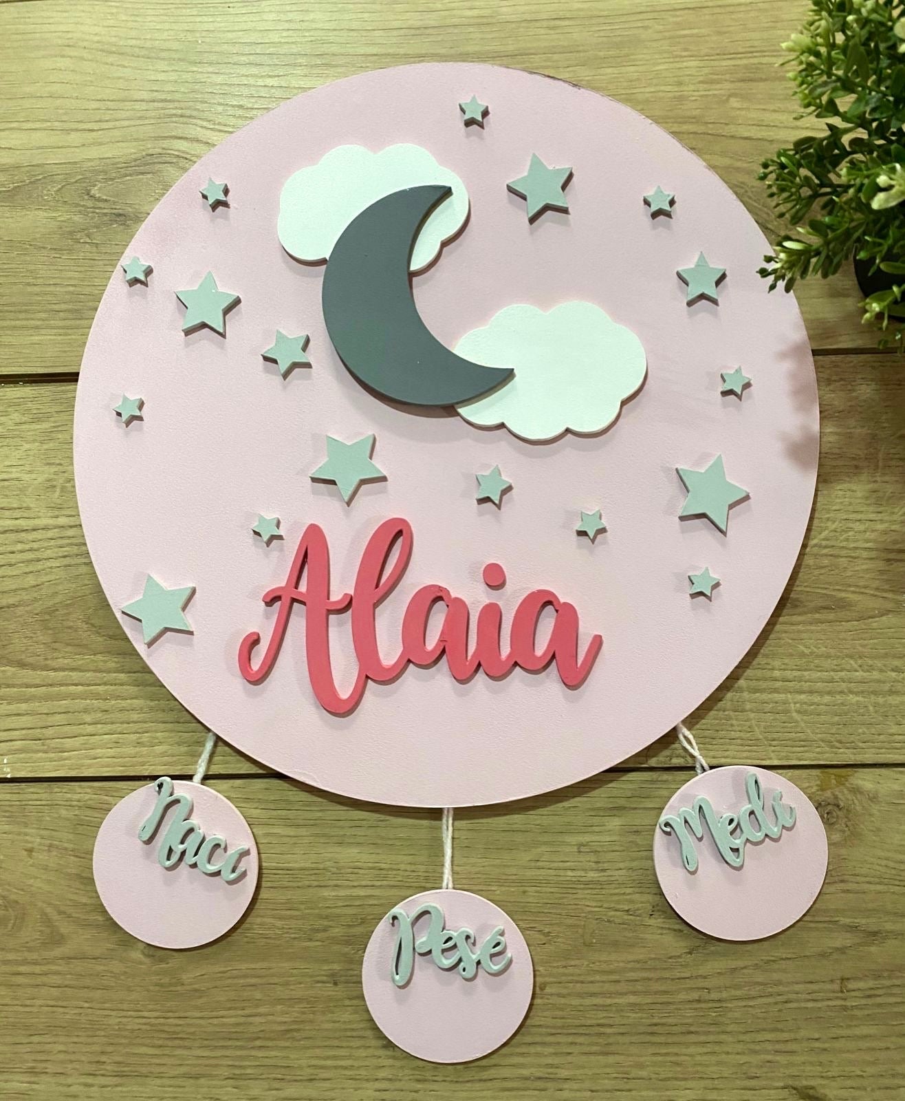 Pink Cloudy Stars Baby Girl Mobile Hanger