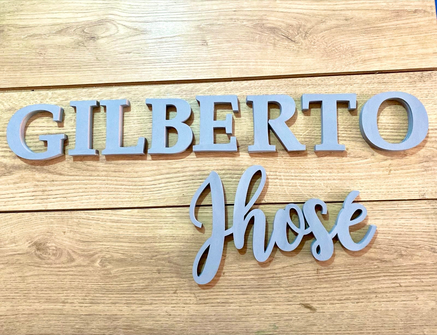 Gray Customized Wooden Name
