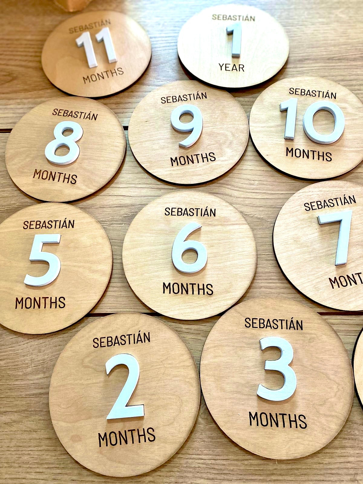 Tags for baby months Wood Acrylic Girl Boy