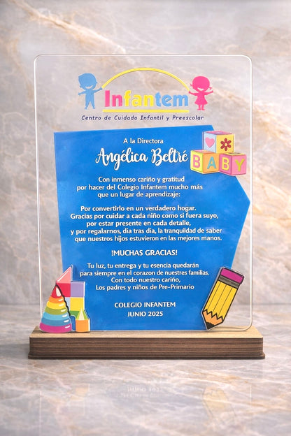 Placa de reconocimiento personalizado corporativa