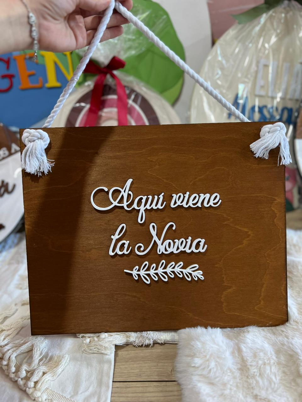 Letrero madera boda novio