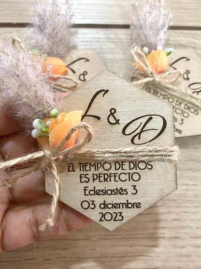 Souvenir personalizado para Boda de madera Santo Domingo