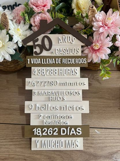 Regalo personalizado letrero madera aniversario