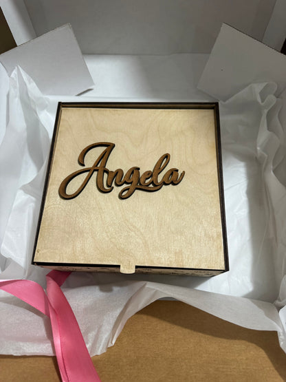 Caja con set personalizado en madera