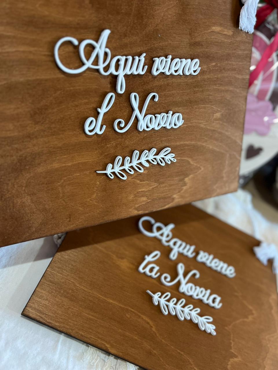 Letrero madera boda novio