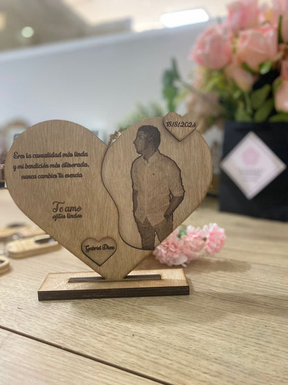 Pisapapeles para regalo de pareja con forma de corazón personalizado de madera