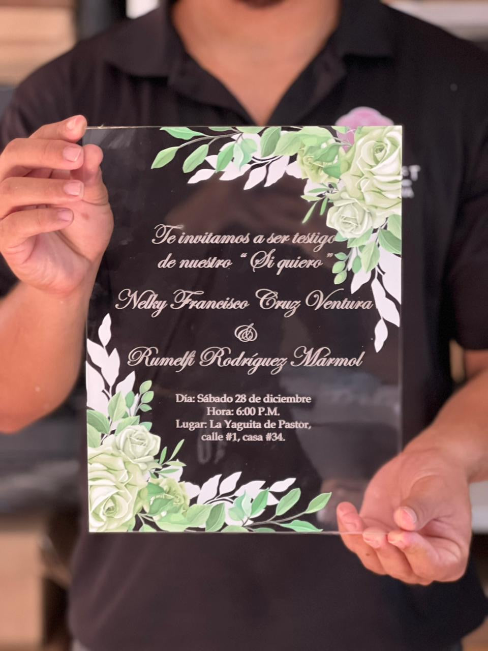 Letrero acrilico personalizado para regalo de Boda República Dominicana