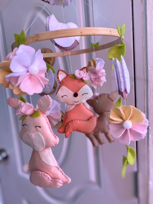 Fox Bunny Girl Boy Crib Mobile
