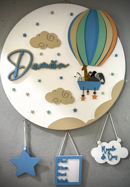 Colgante baby shower pared globo aeroestatico