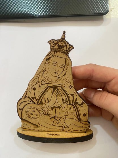 Souvenir de mesa de la Virgen Maria personalizado de madera en Santo Domingo