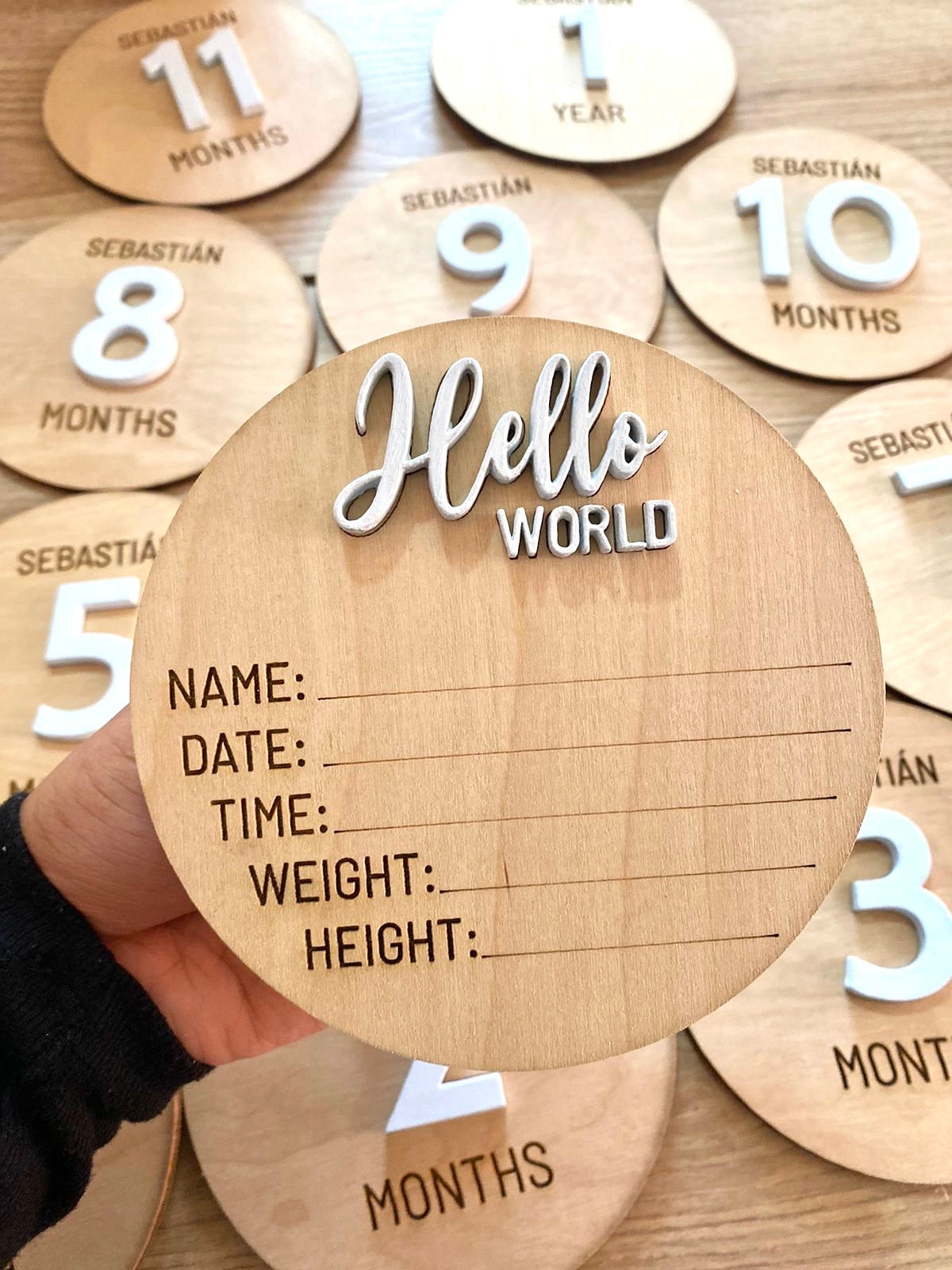 Tags for baby months Wood Acrylic Girl Boy