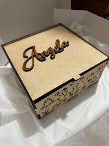 Caja con set personalizado en madera