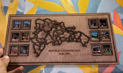 Mapa recuerdos pareja en madera personalizado
