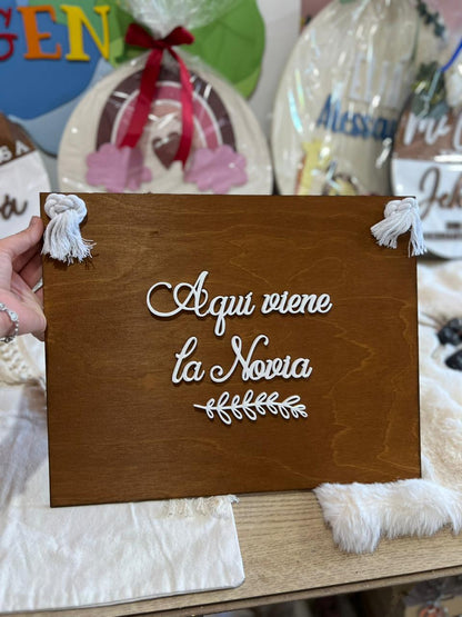 Letrero madera boda novio