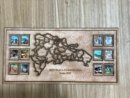 Mapa recuerdos pareja en madera personalizado