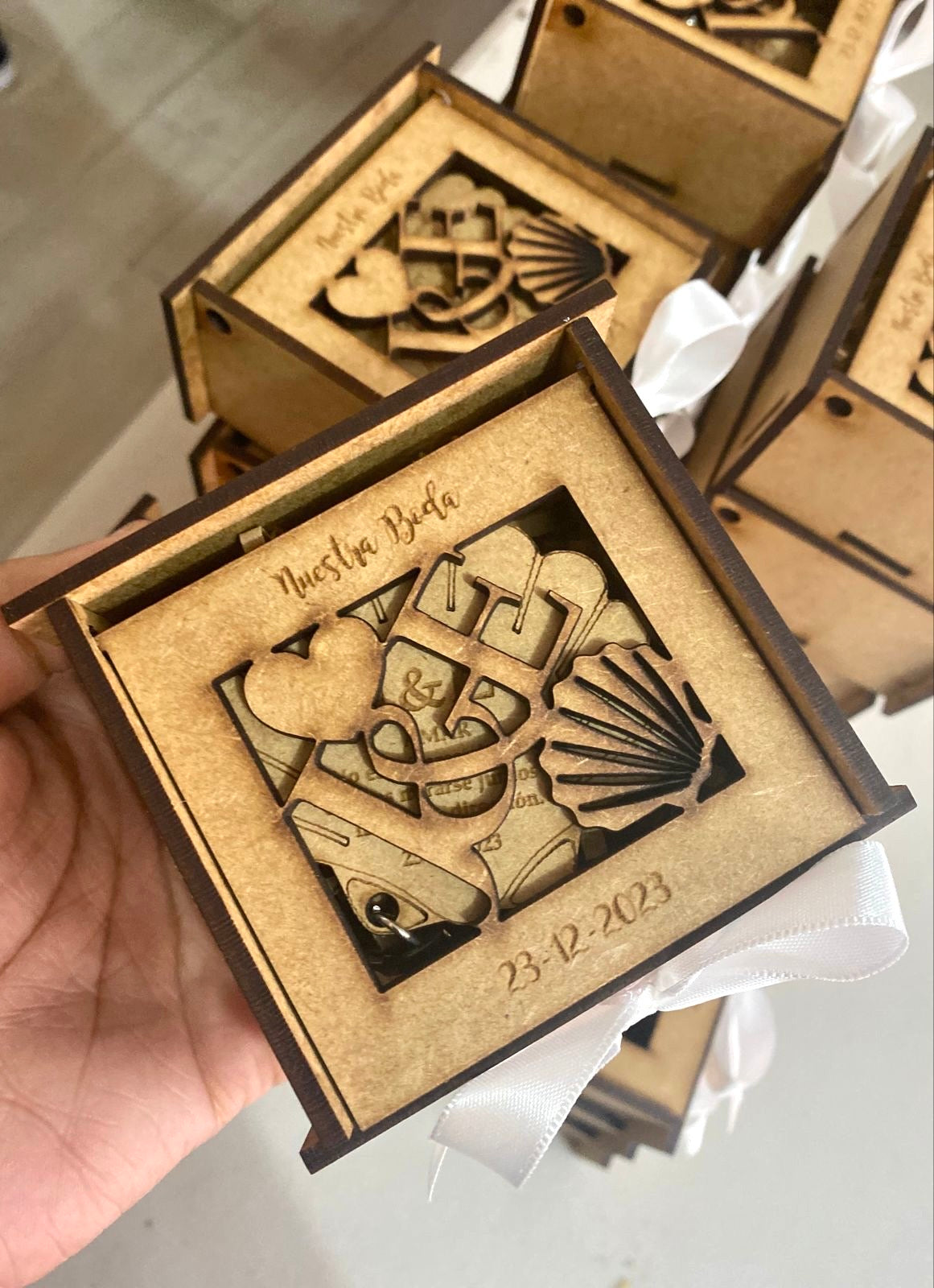 Wedding Wooden Custom Box Keychain