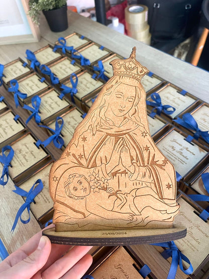 Souvenir de mesa de la Virgen Maria personalizado de madera en Santo Domingo