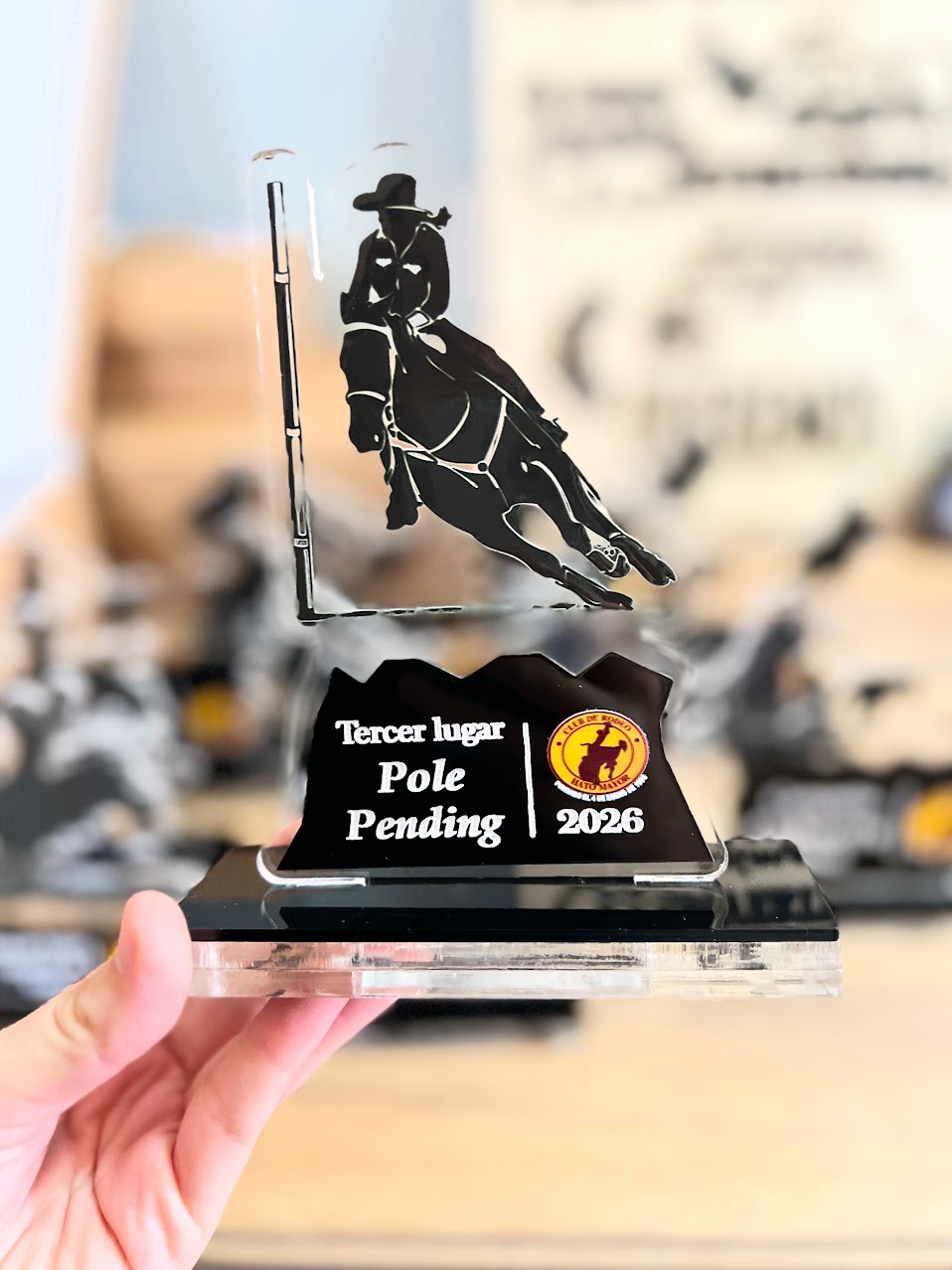 Trofeo de reconocimiento personalizado en acrilico