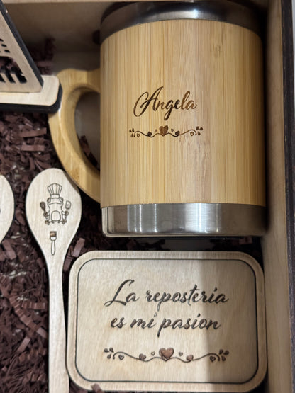Caja con set personalizado en madera