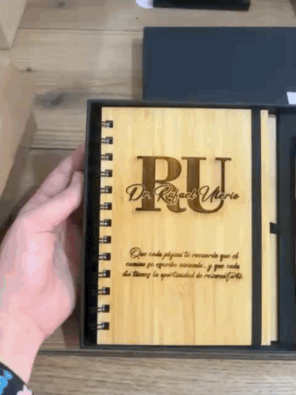 Set personalizado libreta termo lapicero y memoria usb