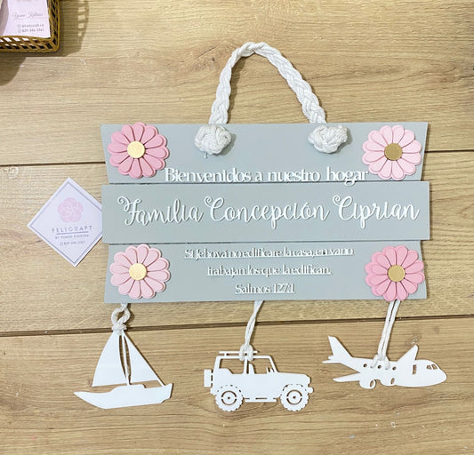 Family wooden Welcome Home Hanger