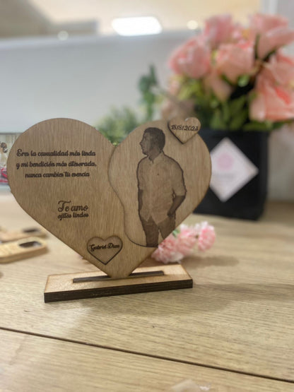 Pisapapeles para regalo de pareja con forma de corazón personalizado de madera